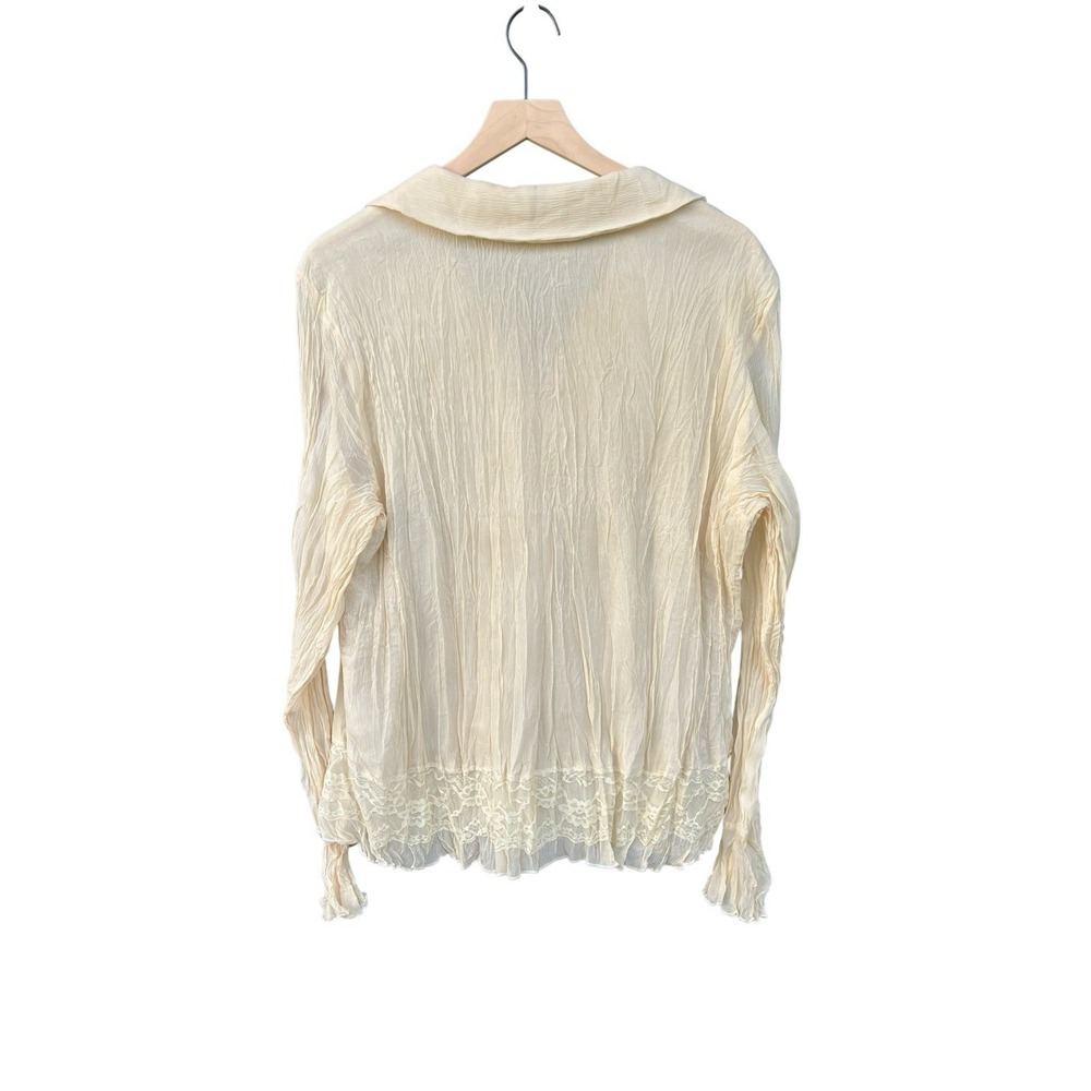 Y2K Isabella Rodriguez Silk Ruffle Poet Blouse Ivory Lace Plus 18/20 - Picture 5 of 11